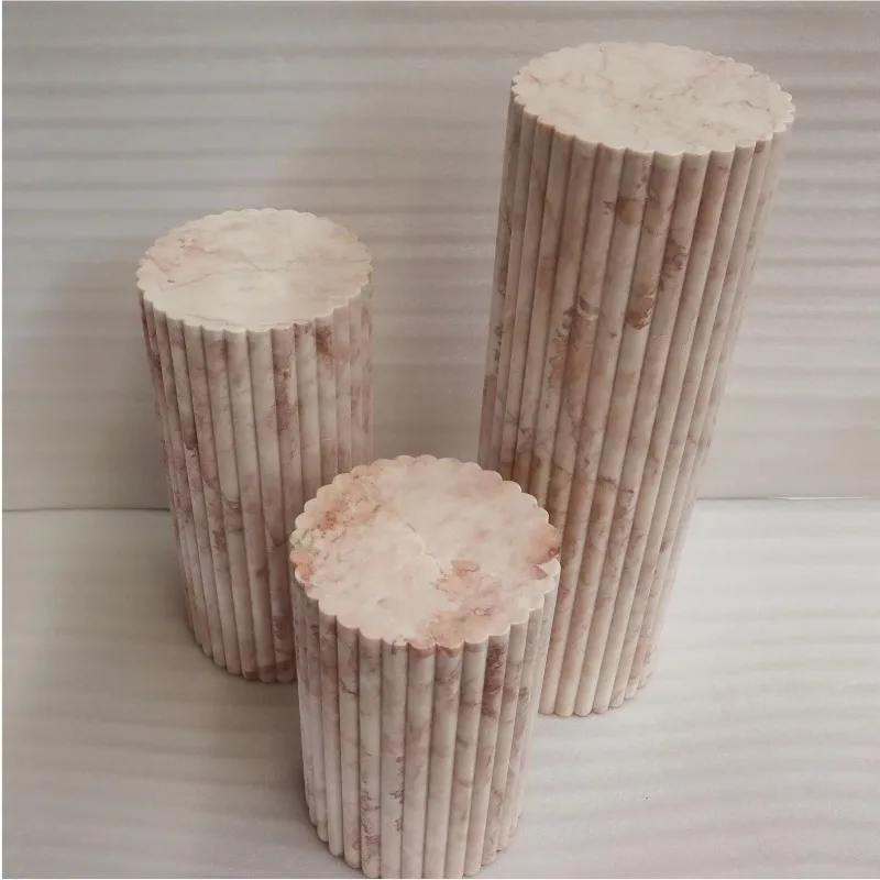 Customized Wholesale 30x30x50CM/65CM/90CM Cream Rose Pink Natural Rosetta Marble Stone Plinth