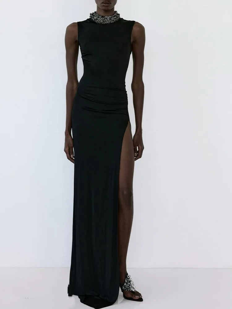 2025 Winter Women's Evening Gown, Velvet, Beaded, Corset, Long Dress, Y2K Clothing, New Fashion, High-Quality, Party Dress bea