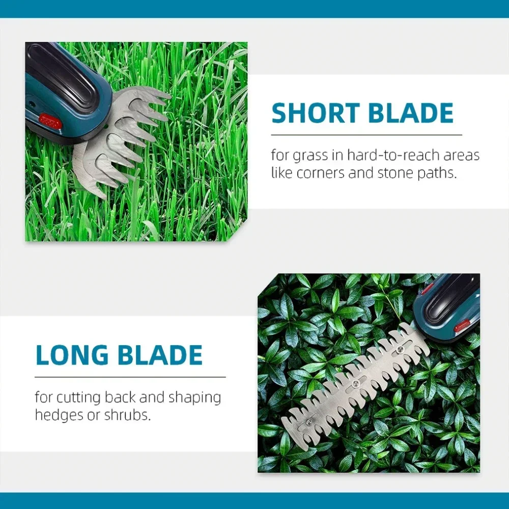 2 IN 1 Cordless Electric Hedge Trimmer Rechargeable Handheld Household Shrub Weeding Pruning Mower Garden Tools