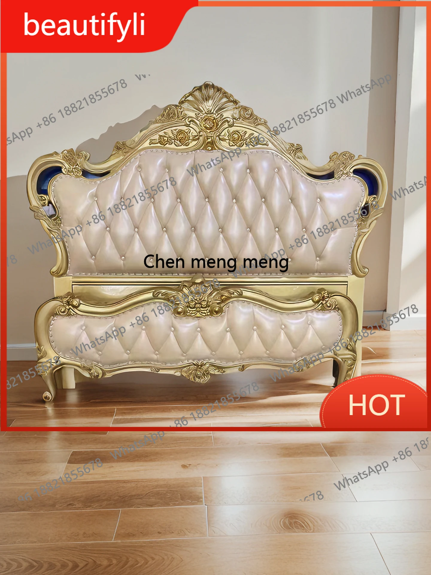 

A139 Европейская двуспальная кровать из цельного дерева, роскошная спинка прикроватной спинки 1,8 метра, мягкая сумка, односпальная прикроватная спинка