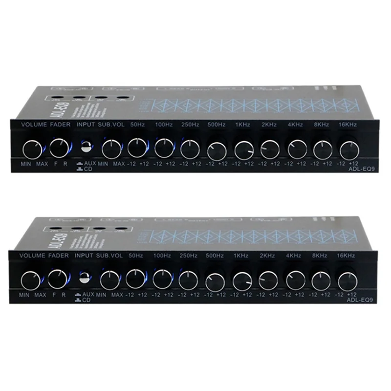 

AAAEL-2X 9-полосный эквалайзер Высокопроизводительный 9 диапазонов выравнивания 12 В постоянного тока для лодки RV Автомобиль Металл с CD AUX Вход DSP Чип Выход