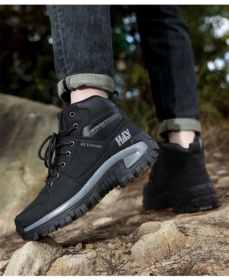 High-Top-Lederstiefel für Herren, atmungsaktive Desert Combat Boots, rutschfeste Outdoor-Wanderstiefel für Herren, Motorradstiefel, Arbeitsstiefeletten – Detail 13