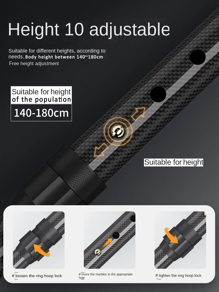 초경량 탄소섬유 텔레스코픽 지팡이, 하이킹 폴, 지팡이, 하이킹 중 보행 보조, 미끄럼 방지 및 추락 방지