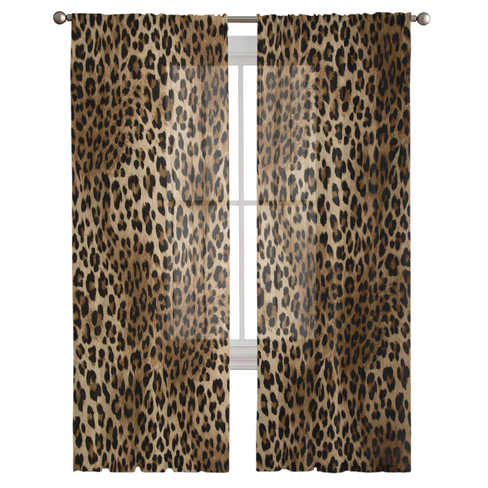 Leopard Print Modern Curtains For Living Room Transparent Tulle Curtains Window Sheer For The Bedroom Accessories Decor