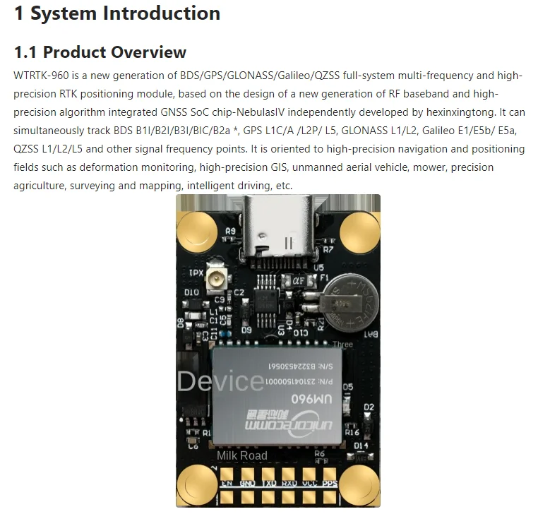 GPS-RTK-Modul UM960 Entwicklungsboard BDS/GPS/GLONASS/Galileo/QZSS Hochpräzises Zentimeter-Genaues Differentielles RTK 20Hz – Detail 1