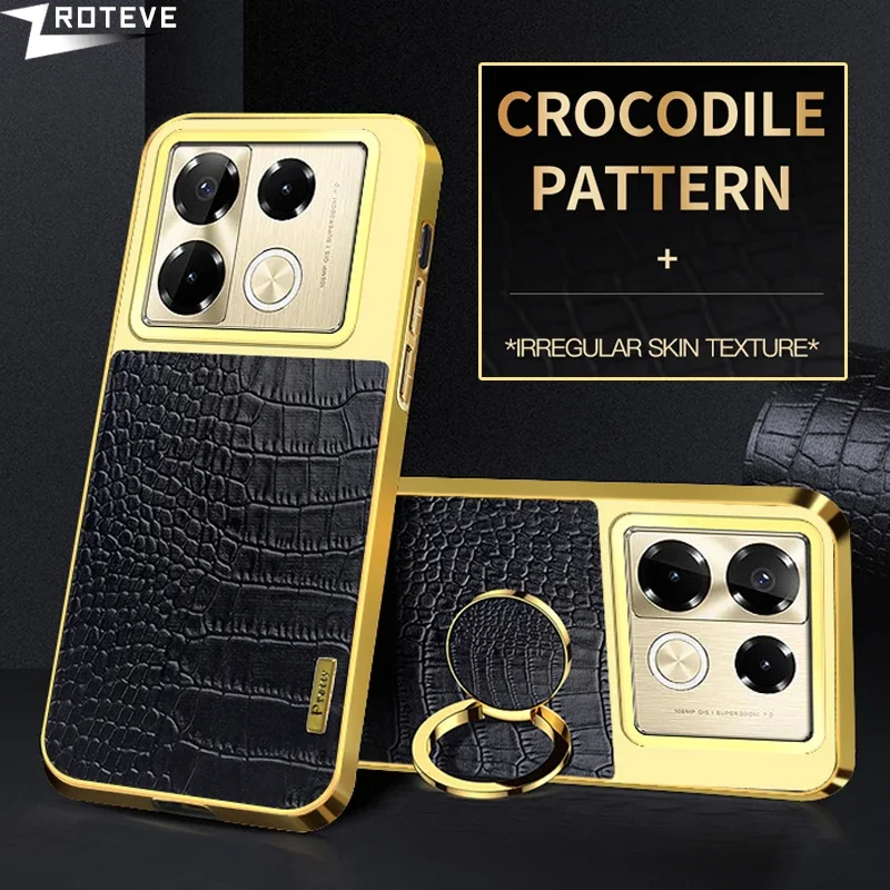 For Infinix Note40 Pro+ Case Zroteve Crocodile Leather Ring Holder Soft Cover For Infinix Note 40Pro 40 Pro Plus 5G Phone Cases