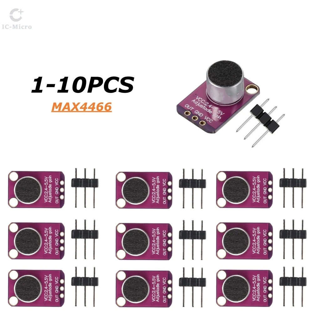1-10pcs GY-MAX4466 Electret Microphone Amplifier Module MAX4466 Adjustable Gain For Arduino