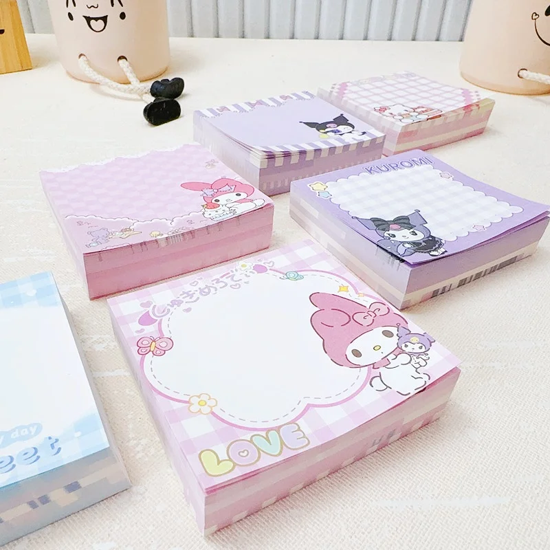 6 ピース/ロットサンリオクロミシナモロールメロディーキティメモパッドクリエイティブ N 回文房具ラベルメモ帳ブックマークポストスクール供給