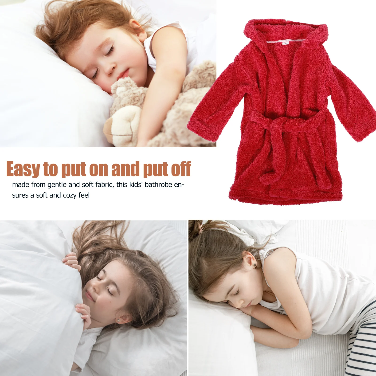 رداء حمام ناعم للأطفال رداء بقلنسوة من الصوف المرجاني الدافئ للأطفال الصغار وقت الاستحمام ملابس نوم مريحة ملابس منزلية للأطفال رداء أطفال للفتيات