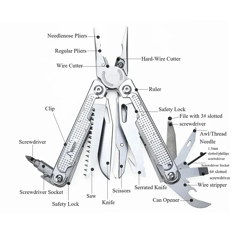 DOKOYU 20 in 1 7CR17 Multitools Tangen Set Cadeaus voor Mannen Professioneel Multitool voor DIY Outdoor Camping EDC Gereedschap Zwitsers