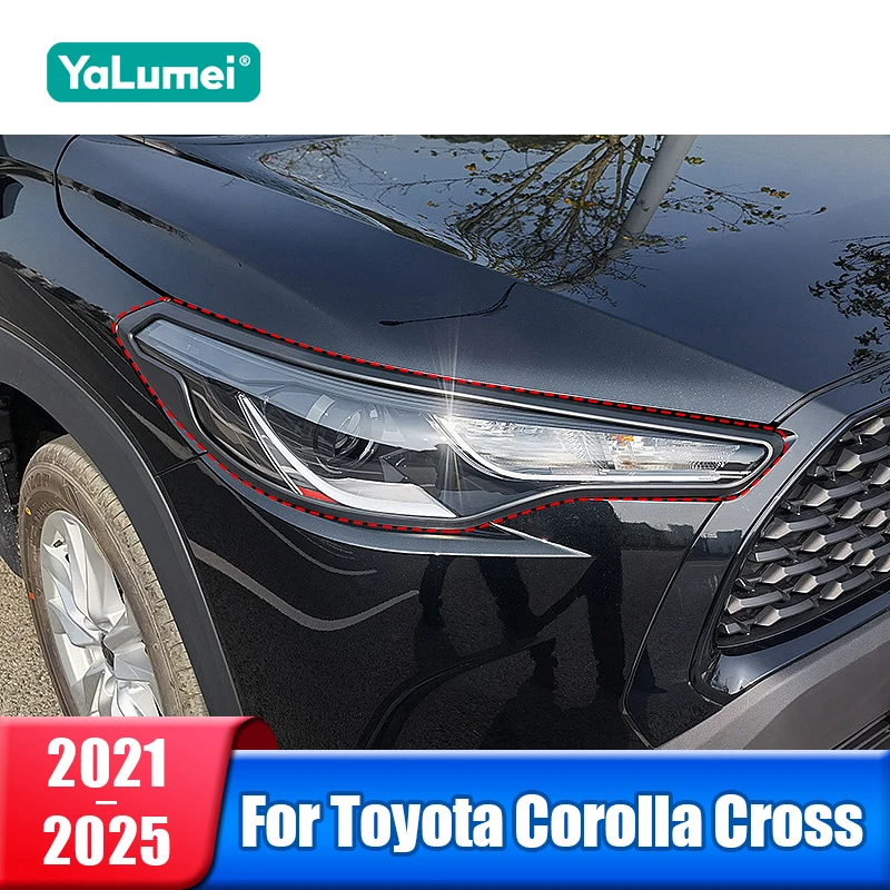 

Car Front Headlight Cover For Toyota Corolla Cross XG10 2021 2022 2023 2024 2025 Hybrid Head Light Eyebrow Frame Accessories