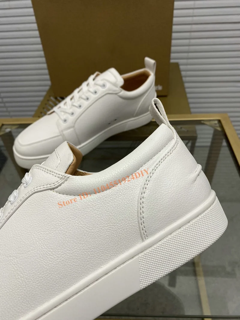 جلد أبيض منخفض قطع الدانتيل يصل أحذية رياضية رجل جولة تو تنفس حذاء مسطح للرجل الانزلاق على أحذية الحفلات الذكور الشقق