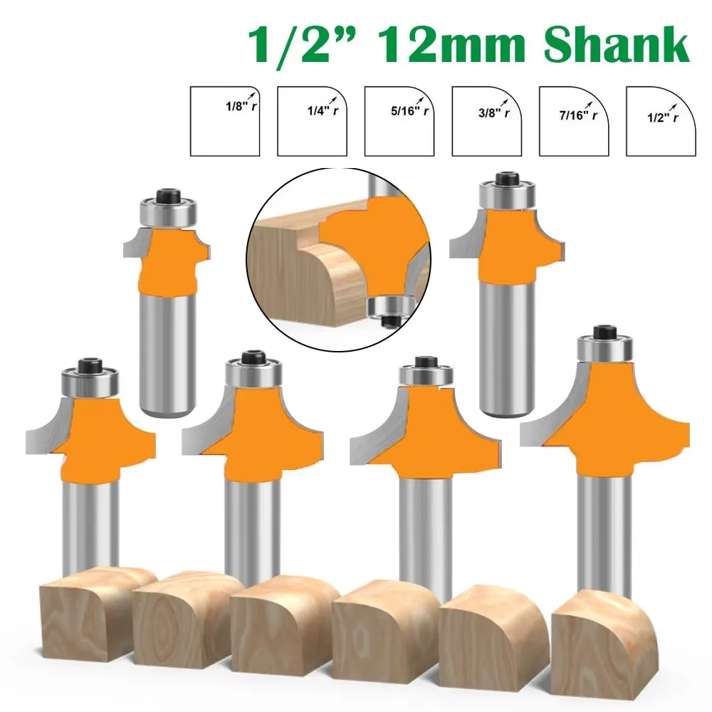 

1PC 1/2" 12.7MM Shank Milling Cutter Wood Carving Corner Round Over and Beading Edging Router Bit C3 Carbide Tipped Tenon Cutter
