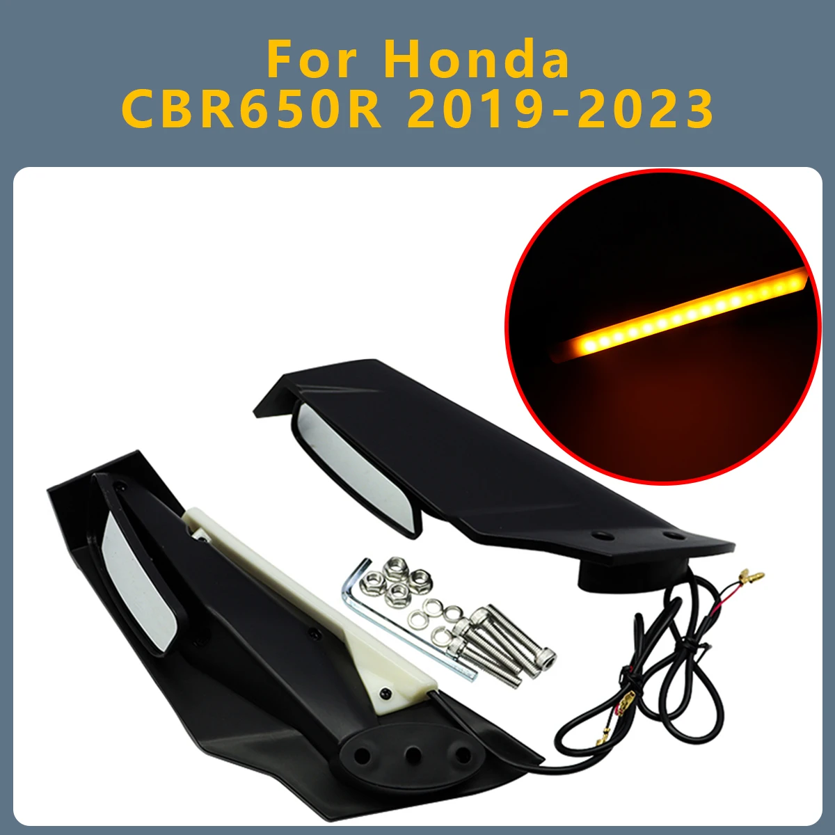 

Motorcycle Blind Spot Side Rear View Mirrors accessories set For Honda CBR650R CBR 650R 2019-2023 With LED Turn Signal Light