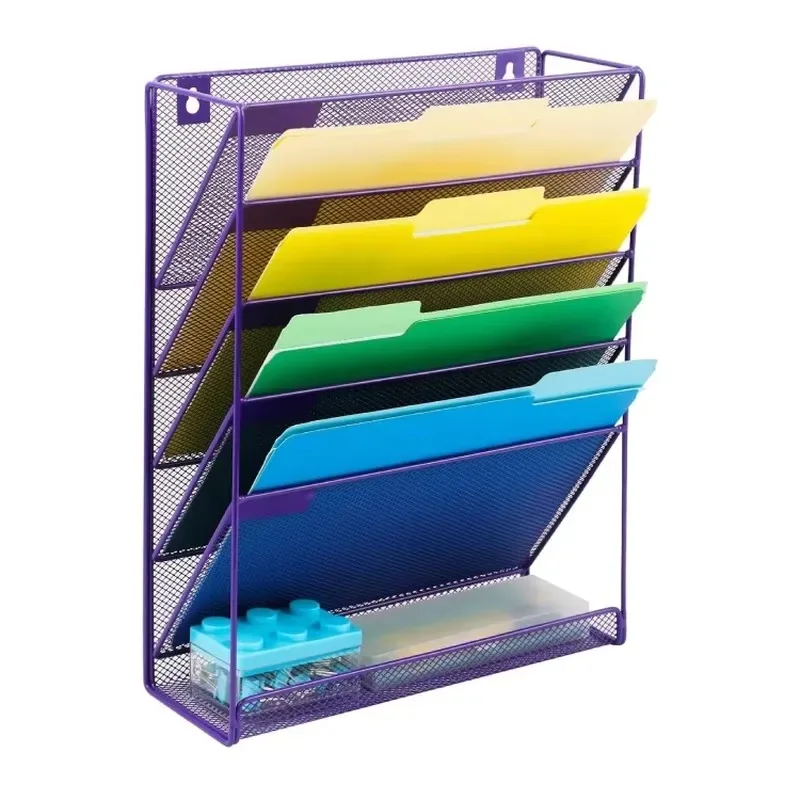 Customized Fireproof Mesh Cable Metal White Desk File Wall Hanging Magazine Paper Folder Desk Storage Box