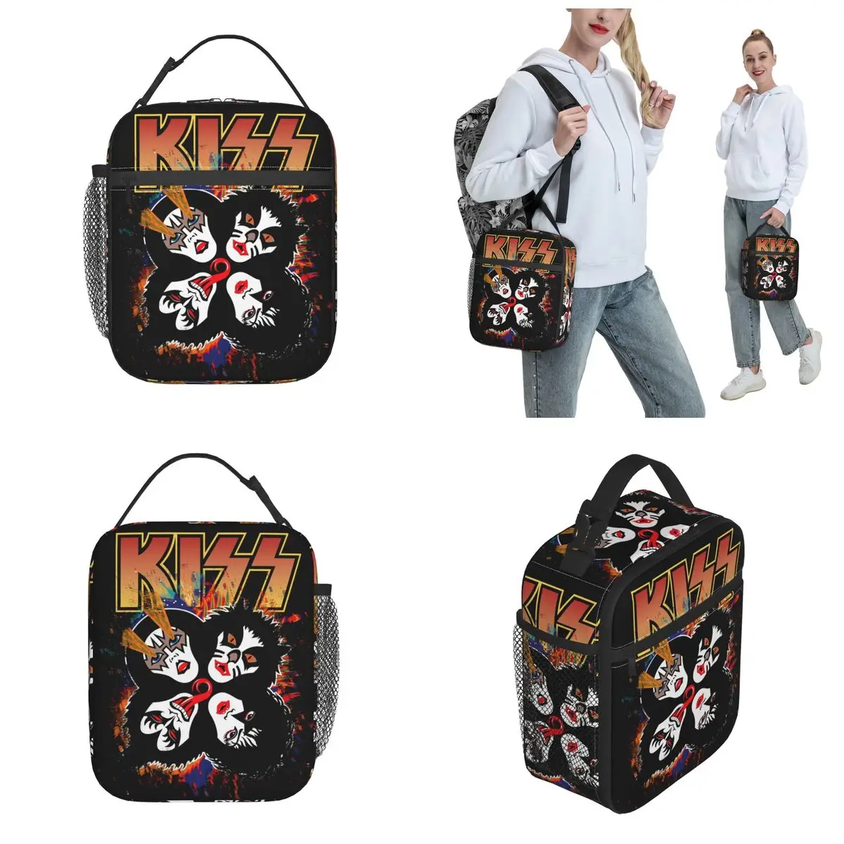 Rock Catman Demon Kiss Band Rock And Roll Thermal Insulated Lunch Bags School Portable Box for Lunch Thermal Cooler Food Box