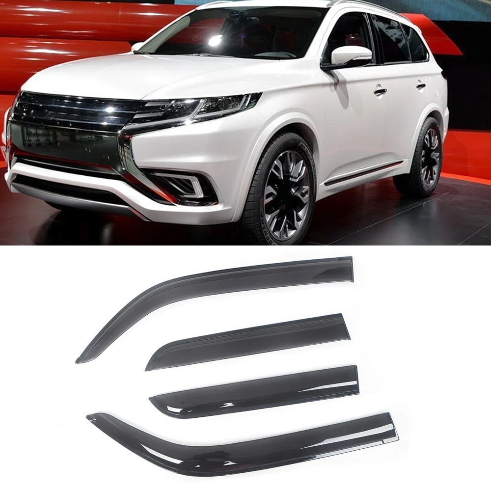 For Mitsubishi Outlander 2003-2016 Auto Black Tinted Car Side Window Visor Guard Vent Awnings Shelters Rain Guard Door Ventvisor