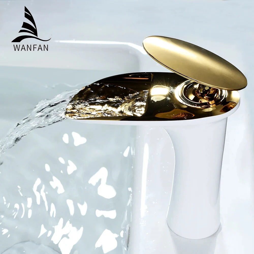 

Gold Basin Faucets Waterfall Bathroom Faucet Single handle Basin Mixer Tap Bath Faucet Brass Sink Water Crane Silver 855923