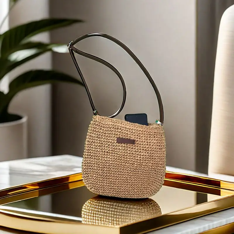 حقيبة كتف نسائية صيفية جديدة من القش على طراز Ins على شاطئ البحر حقيبة يد للعطلات والتسوق حقيبة كروس نسائية