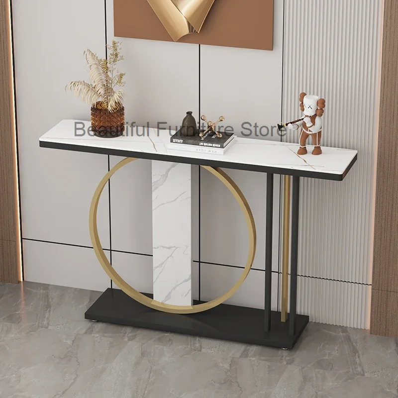 White Hallway Entry Console Table Modern Side Table Living Room Table Porch Lobby Salon Vitre Furniture Decoration