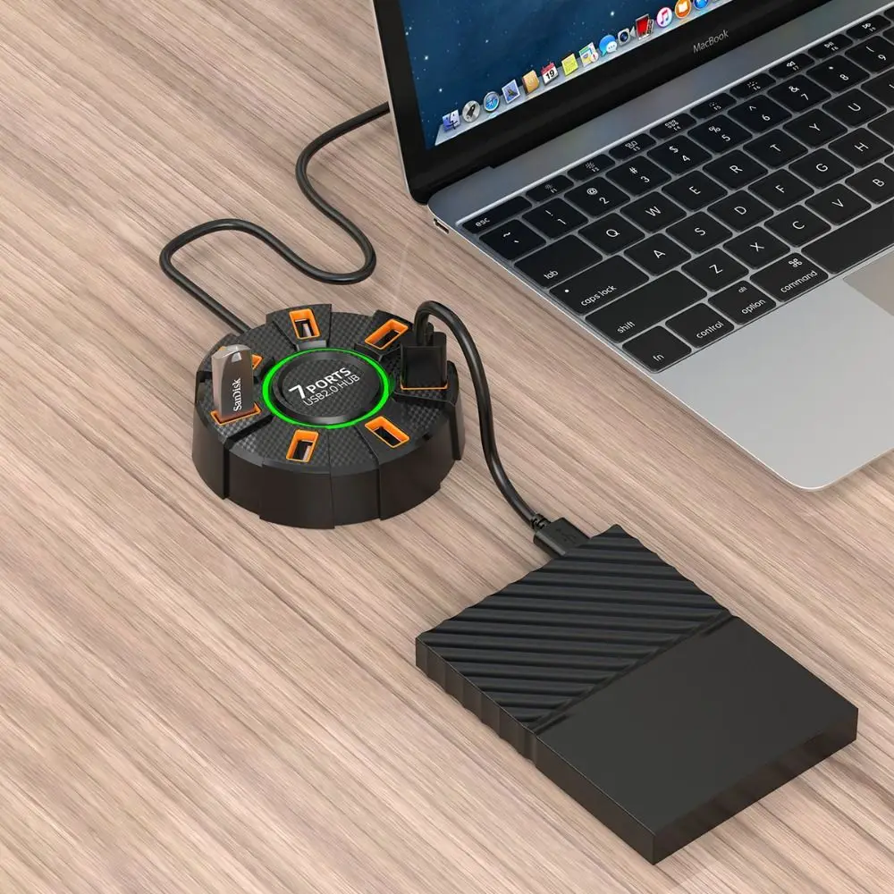 

RGB-подсветка, 7 портов, несколько расширителей, USB-сплиттер, удлиненный концентратор USB 2,0, многофункциональный высокоскоростной мульти-сплиттер-адаптер