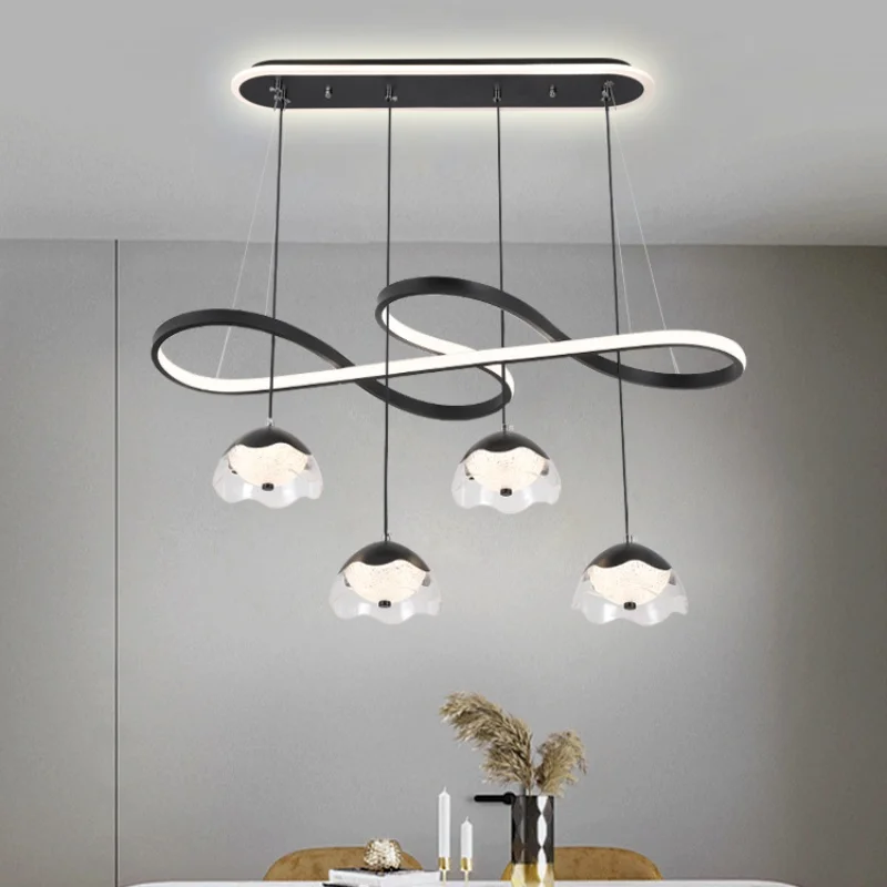 

nordic glass long strip led pendant lights for living dining room food tables bedroom Chandelier home decor lusters luminaires