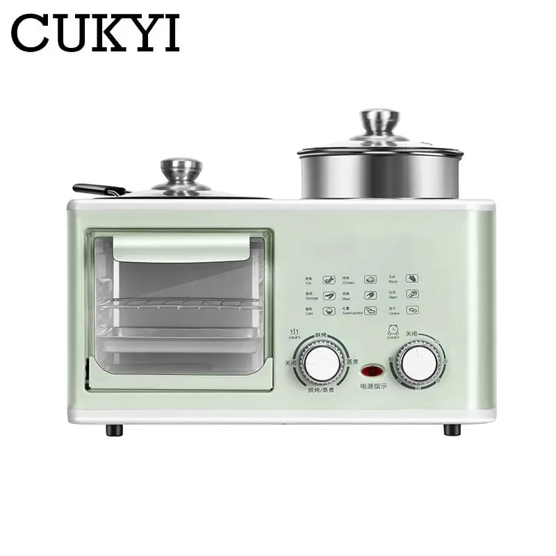 Mini horno multifuncional 4 en 1 para hornear, olla de acero inoxidable con bandeja de vapor, hervidor de huevos, parrilla vaporera de alimentos, 8L