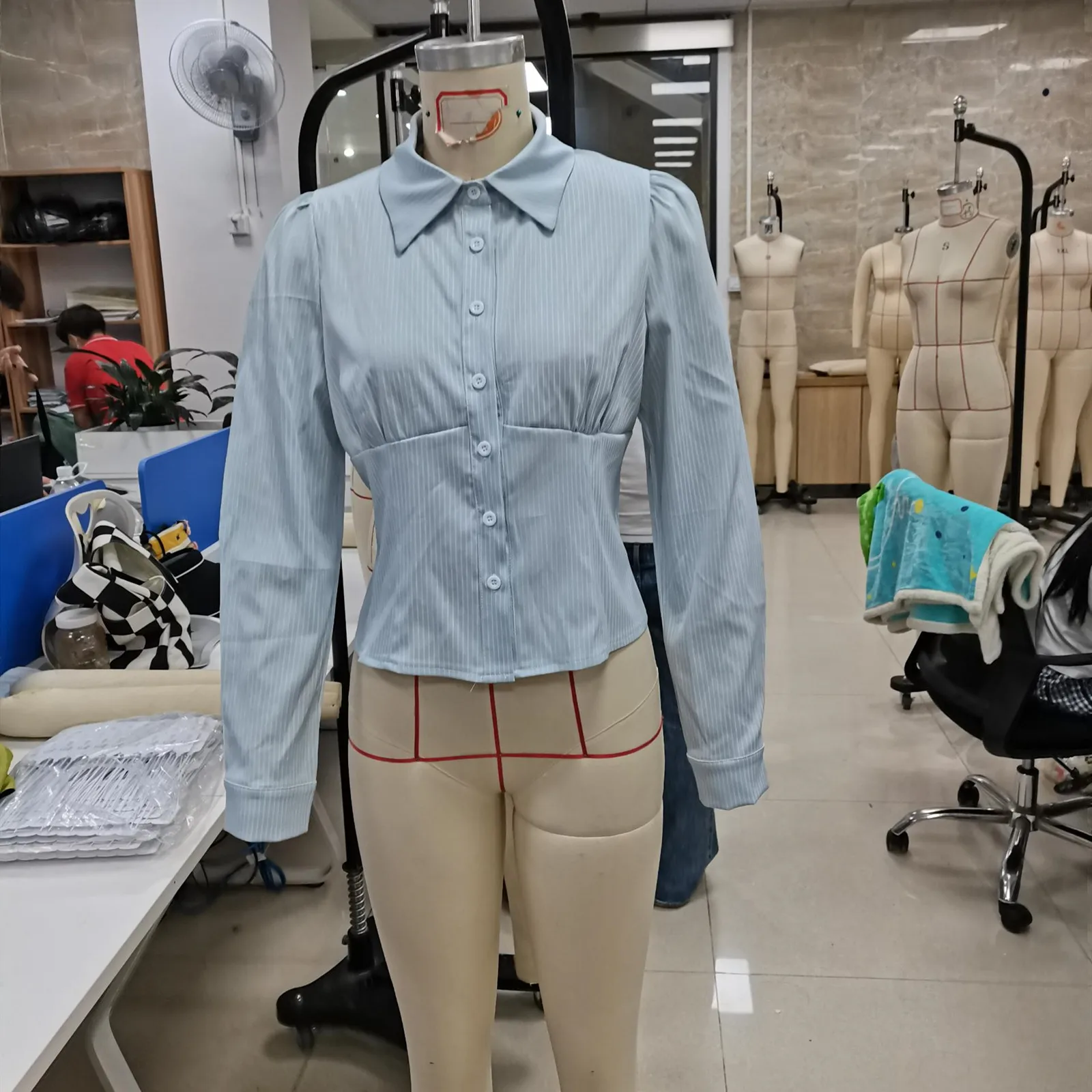

Women's Fall Striped Shirts Long Sleeve Lapel Slim Fit Button Down Blouse Ladies Elegant Autumn Tops for Daily Wear