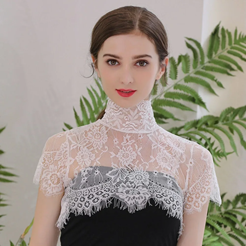 Polyester Yarn Lace False Collar Detachable Clothing Accessories Detachable Fake Collar Scarf Shawl Decoration