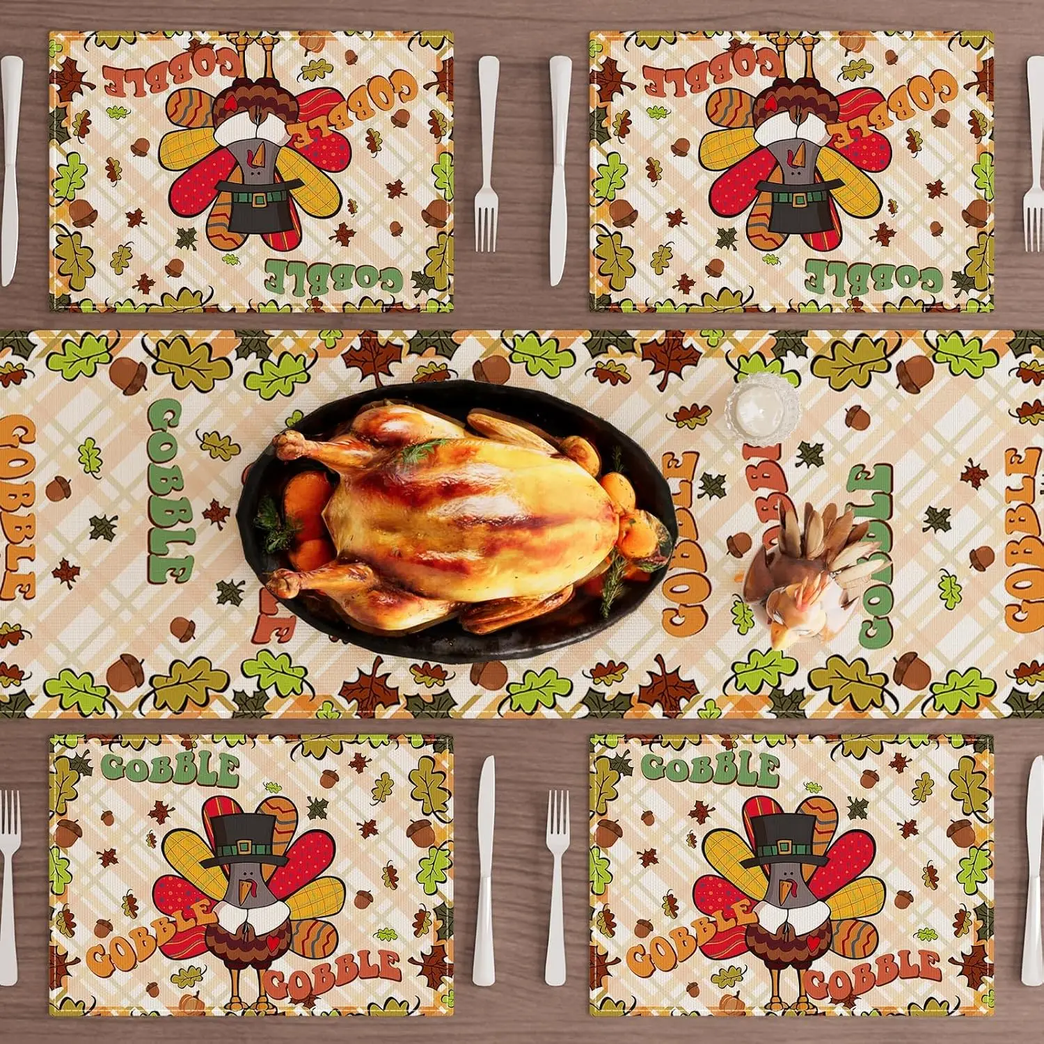 Maple Leaves Thanksgiving Fall Placemats Set of 4 Table Mats for Party Home Kitchen Dining Table Decorations 12x18 Inch