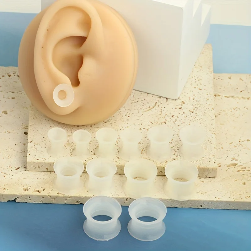2pcs Size 3-30mm Glow-in-the-Dark Silicone Ear Plugs & Tunnels Flexible Double Flared Gauges Piercing Jewelry for Women Men