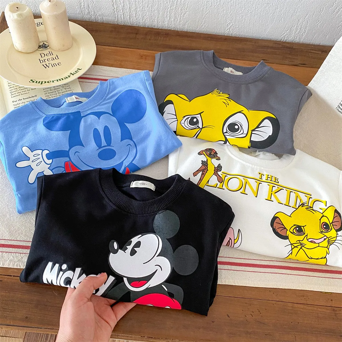 Mickey Pattern Children\'s Clothes Long Sleeve Tops Sweatshirt Baby Costume Spring Fall Clothing Loose Fashion Cartoon Hoodie