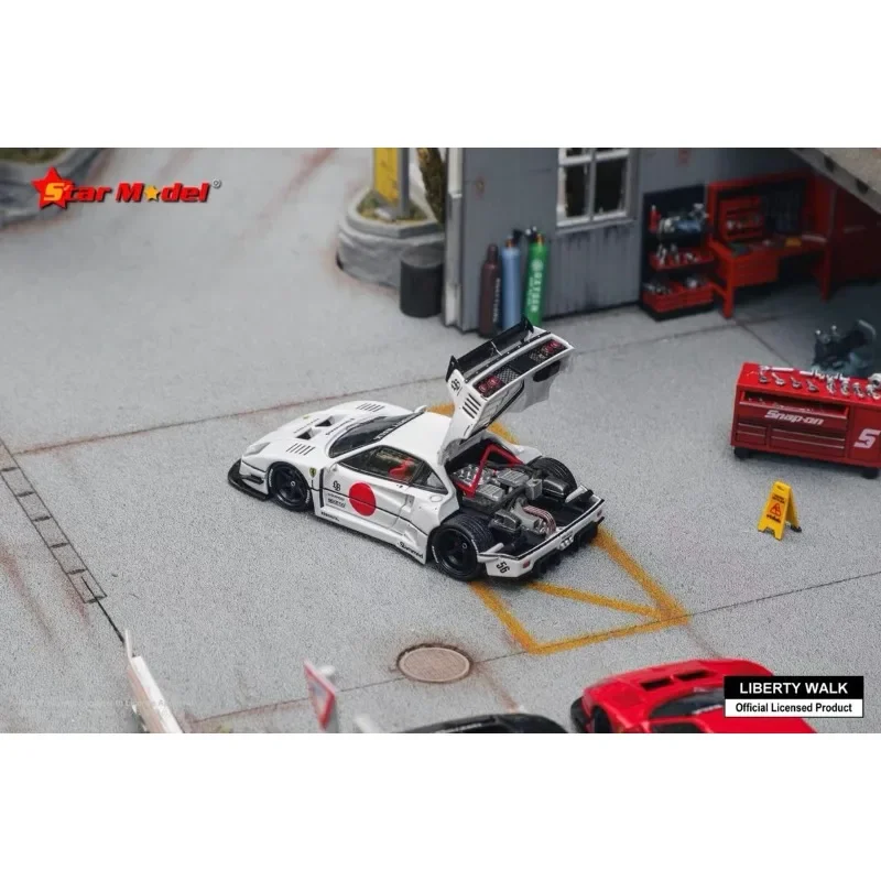 Star Model 1:64 F40 supercar LBWK modified open-cover alloy car model collection decoration, a holiday gift for children.