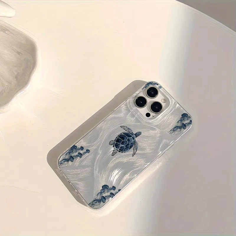 Funda de teléfono con diseño de medusas y tortuga marina para iPhone 16 15 14 Pro Max 13 12 11 XS X XR 16e 7 8 Plus SE2022 cubierta de parachoques a prueba de golpes
