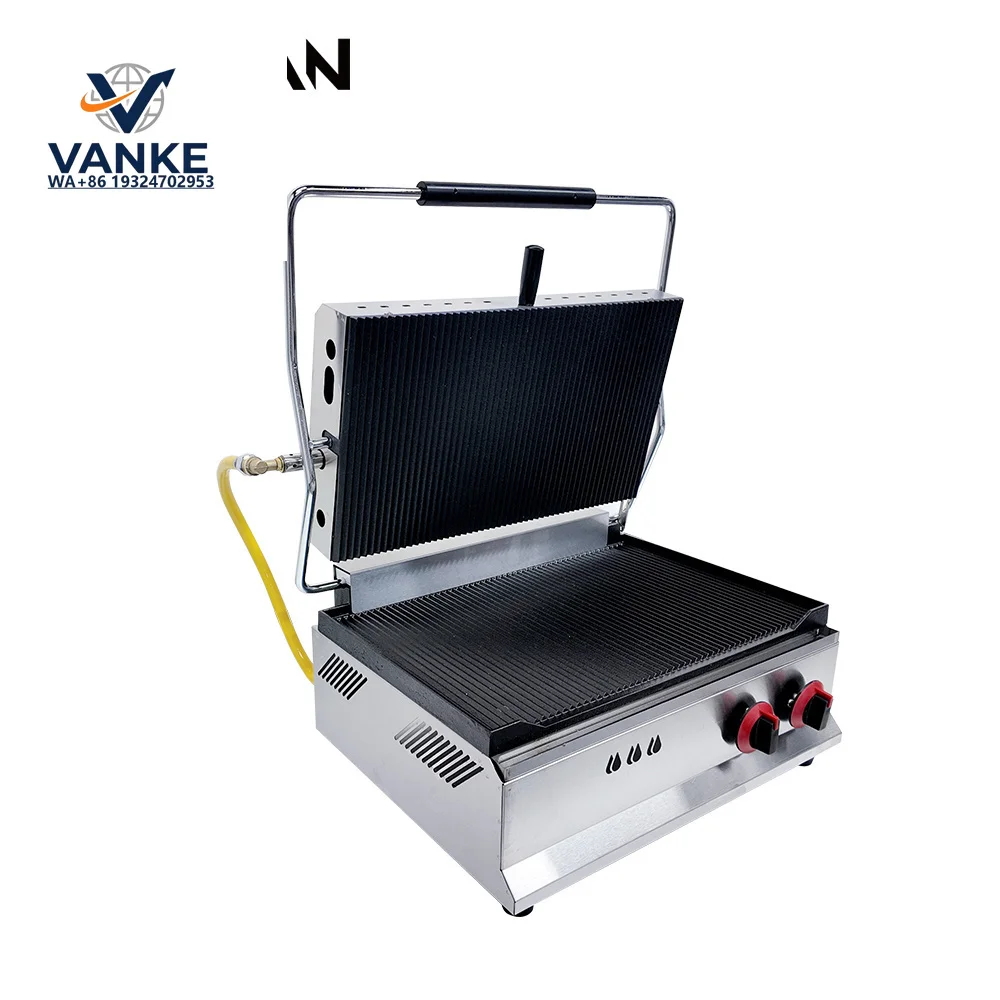 Parrilla de contacto comercial de bajo consumo para panini y gofreras, ideal para bares de desayunos y cafeterías