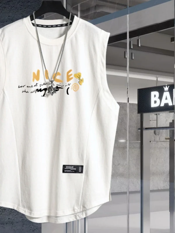 

Летняя мужская спортивная однотонная жилетка со шлепанцами, свободная футболка из тяжелого хлопка, баскетбольная футболка без насадок, повседневная одежда