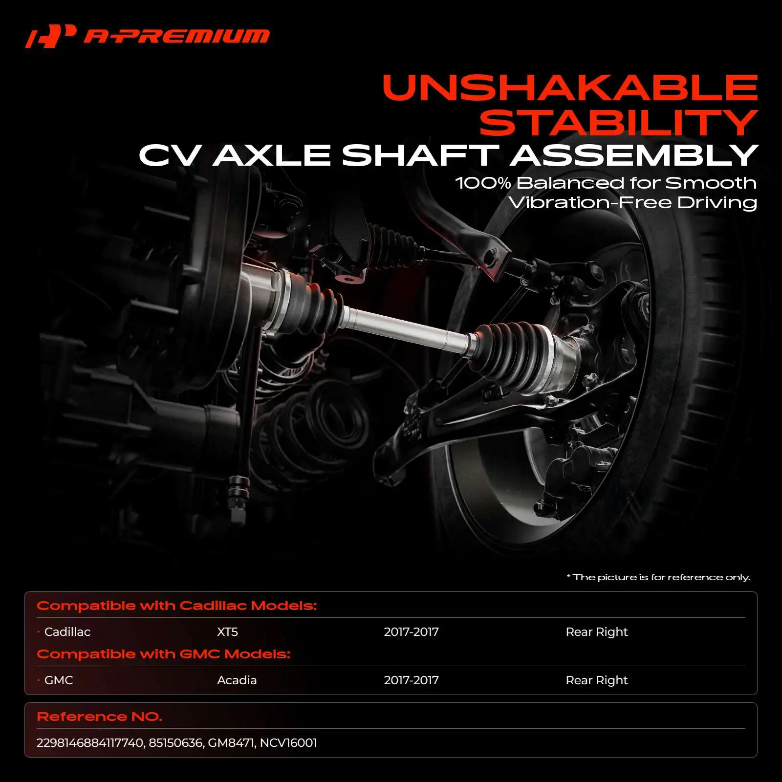 A-Premium Rear Passenger Side CV Axle Assembly for GMC Acadia 2017 Cadillac XT5 2017