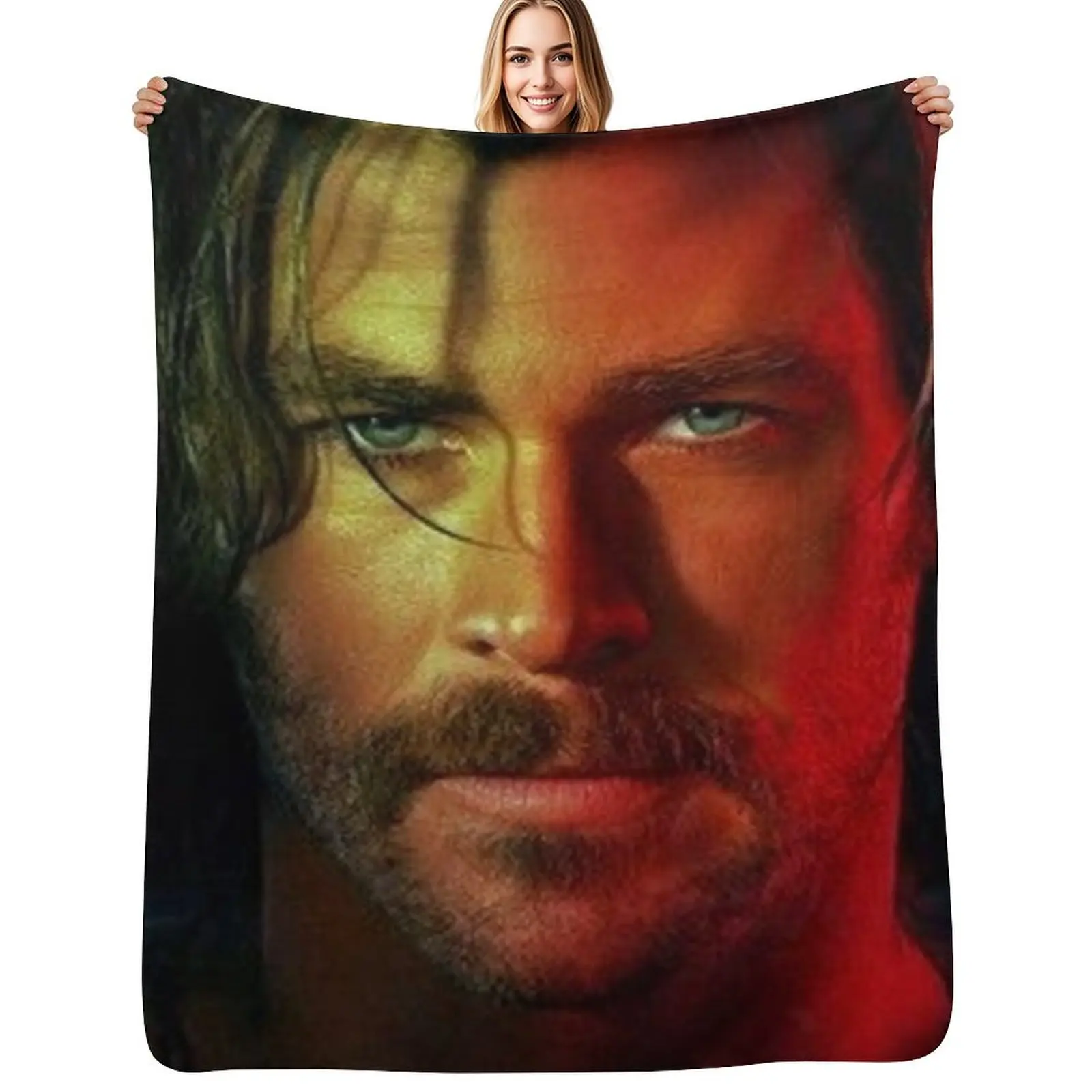 chris hemsworth Throw Blanket Soft Plaid Sofas funny gift Heavy Furrys Flannel Blankets