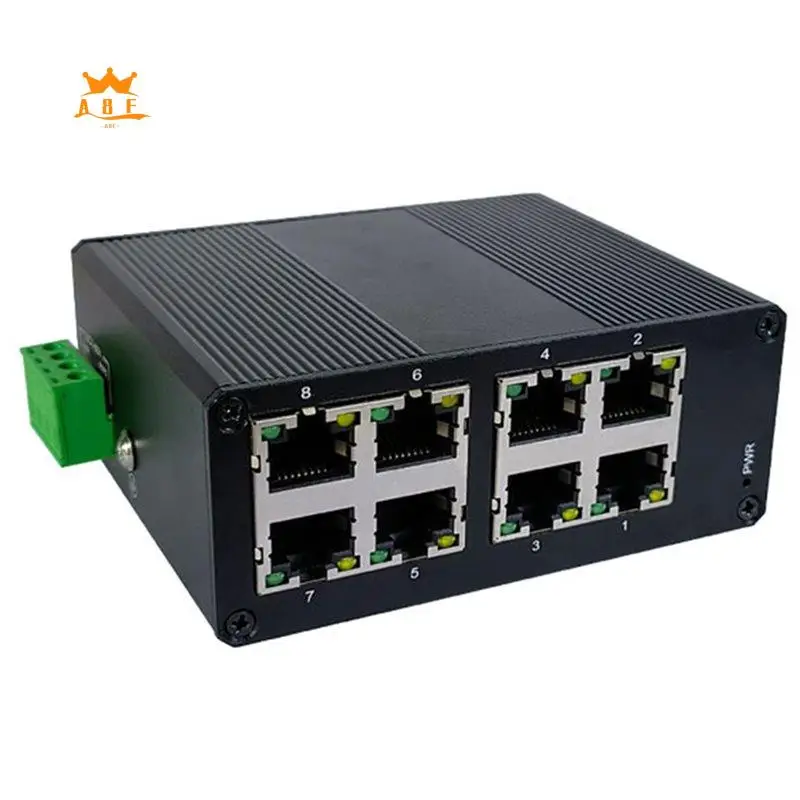 

A08E-8 Port Industrial Switch Mini Industry Ethernet Network Switch DIN Rail Plug And Play IP40 Protection