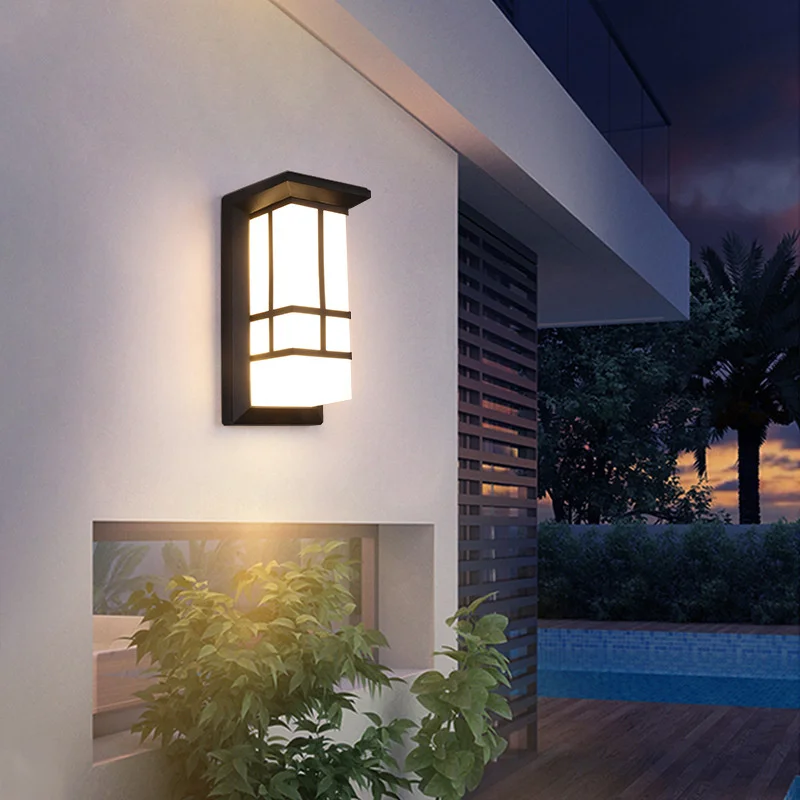 ABS Outdoor Wall Light IP65 Waterproof Balcony Garden Lighting Courtyard Exterior Wall Lamp Fixtures Outside Sconce AC110-240V