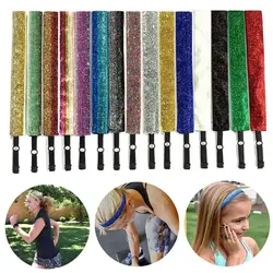 Sparkly Glitter Elastic Headbands Non-Slip Thin Stretch Sports-Headband Stretchy Hair Accessories Yoga Sport Head Wrap