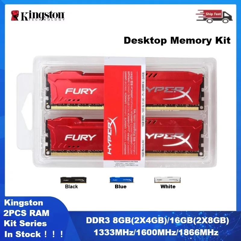 Kingston DDR3 Memoria Kit RAM 8GB(2x4GB) 16GB(2x8GB) Desktop Kit Series DIMM 1866MHz 1600MHz 1333MHz Memory 240Pin PC3-14900 Ram