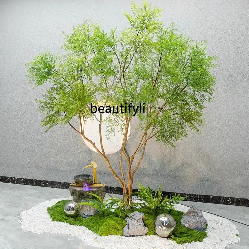 Large simulated artificial tree landscaping indoor simple landscape bionic green plant window floor decorative tree