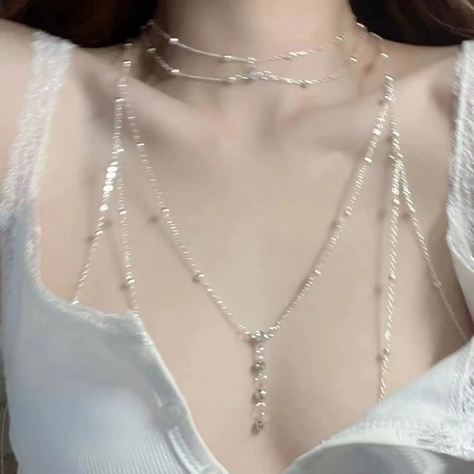 

Экзотическая цепочка на тело в стиле Hot Girl, эффектная высококачественная цепочка на ключицы, декоративная цепочка на спину с пайетками Pure Desire для женщин