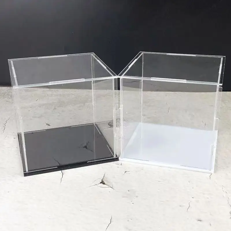 Clear Self-Assembly Acrylic Display Case White/Black Base Dust Proof Protection Showcase For Toys Collectibles Figures 150sizes