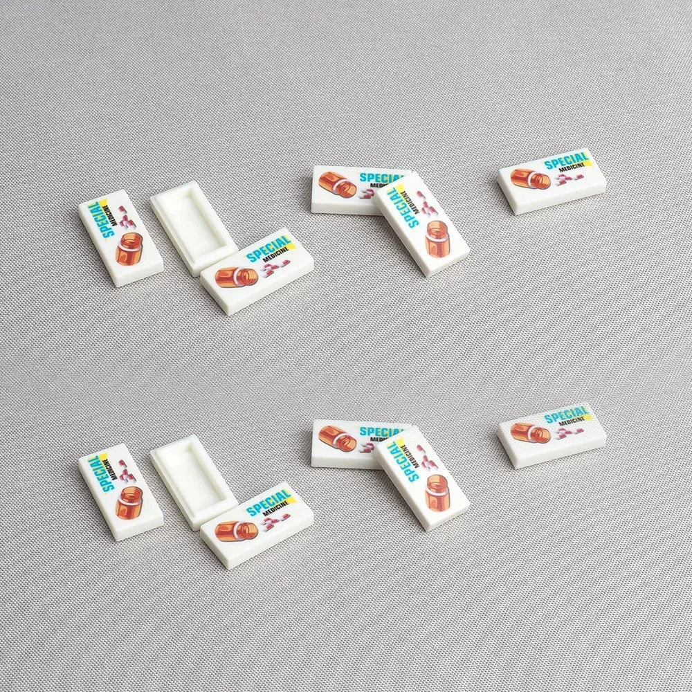 MOC 10PCS Scatola di Capsule 3069 Modello Stampato Building Blocks 3069pb Ospedale Pillole Mediche Bordo Mattoni Particelle Giocattolo FAI DA TE Regali Del Capretto