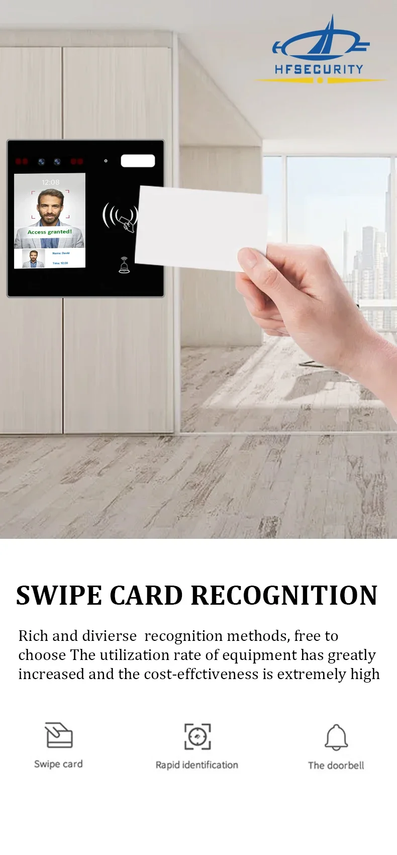 HFSecurity MINI30 Face Recognition IC Reader 2.4 Inches Face Recognition Access Control for gym hotel school