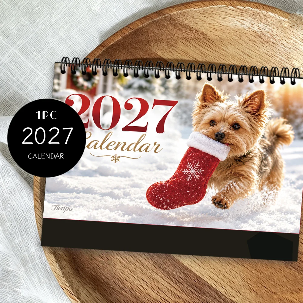 1pc 2027 Yorkshire-themed Desktop Calendar, Illustrative Style, 12-Month Plan, Perfect Gift For Birthdays, Christmas, New Year