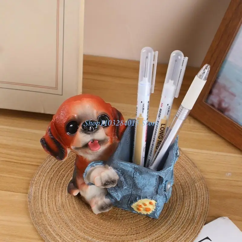 R6FF Resin Pen Cup Desk Pen Organizers Storage Box Makeup Brush Organizers Container