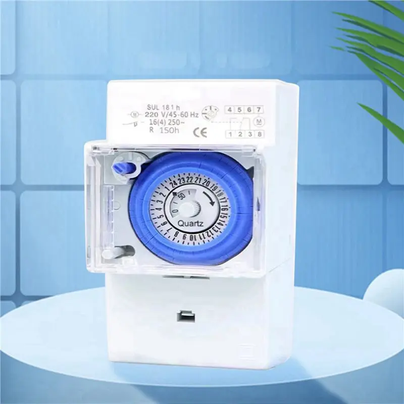 2X Mechanical Timer 24 Hours Time Switch Relay Electrical Programmable Timer 24 Hour SUL181H Din Rail Timer Switch
